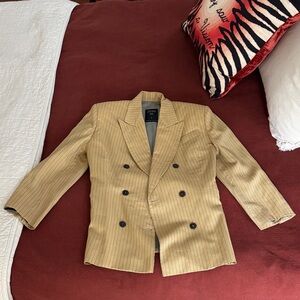 Jean Paul Gaultier Beige Striped Double-Breasted Blazer